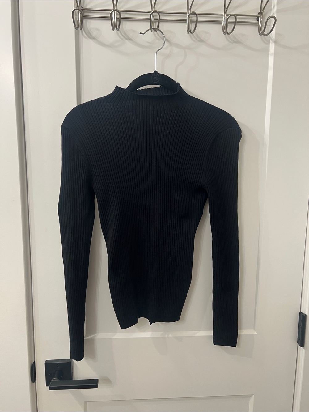 Babaton Aritzia Black Ribbed Mock Neck Sweater Top